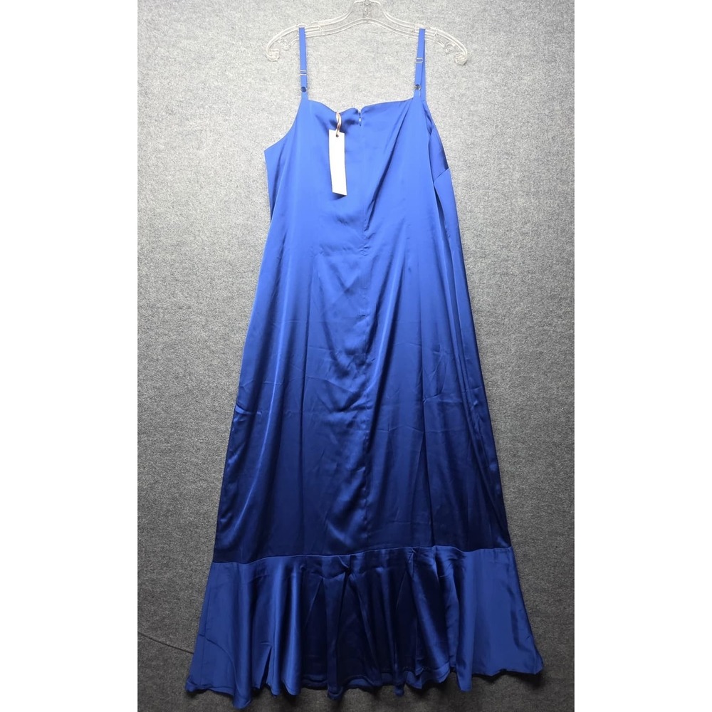One Fine Day Women's Blue Maxi Dress Size L Sleeveless Ruffle Hem